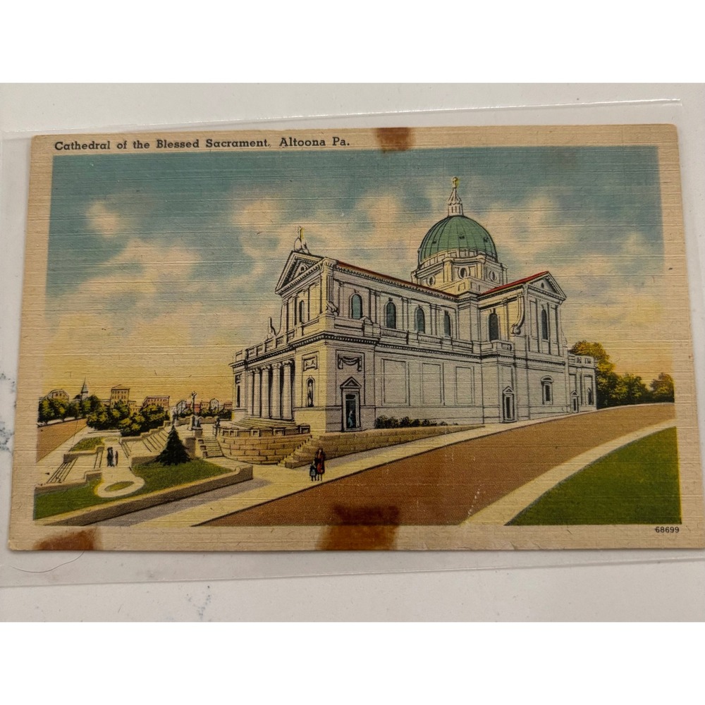 Cathedral of the Blessed Sacrament Altoona PA Vintage‎ Linen Postcard Tichnor